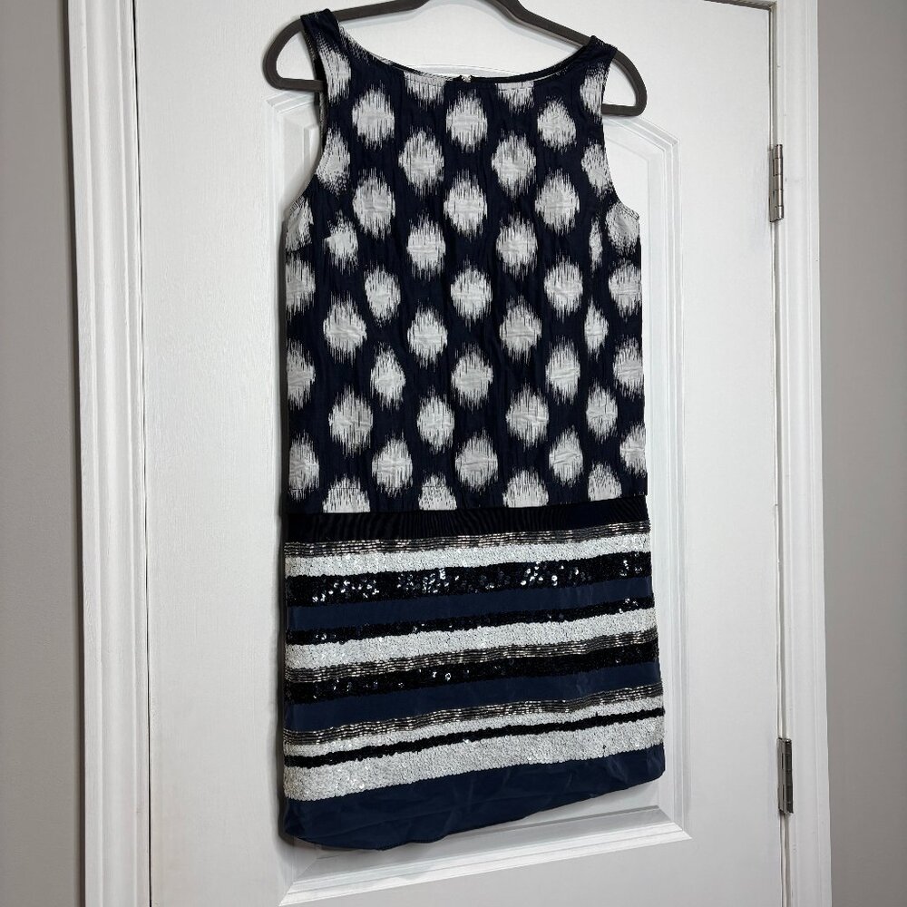 Sachin + Babi For Ankasa Blue/White Sequin Sheath Dress Size 4